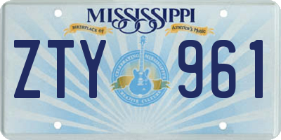 MS license plate ZTY961