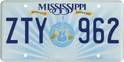 MS license plate ZTY962