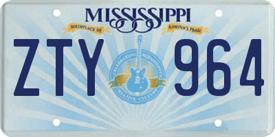 MS license plate ZTY964