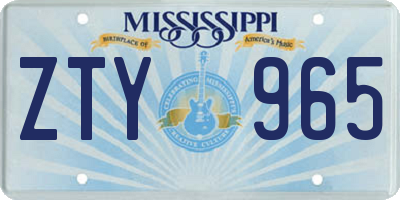MS license plate ZTY965