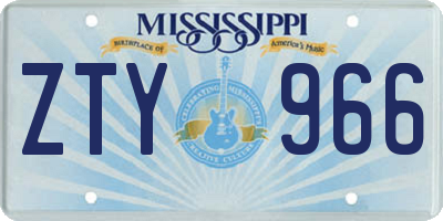 MS license plate ZTY966
