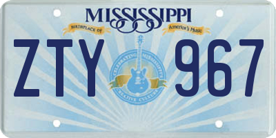 MS license plate ZTY967