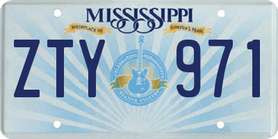 MS license plate ZTY971