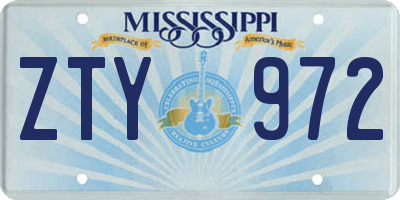MS license plate ZTY972