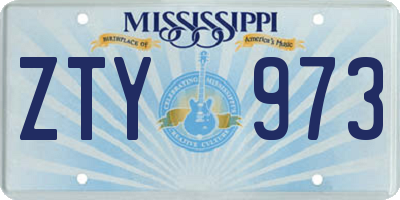MS license plate ZTY973
