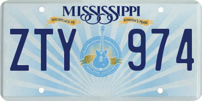 MS license plate ZTY974