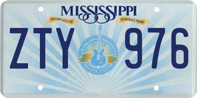 MS license plate ZTY976