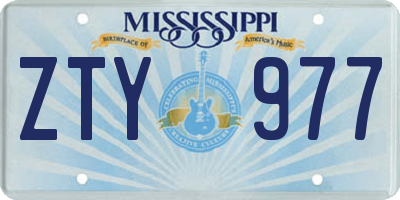 MS license plate ZTY977