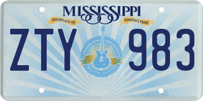 MS license plate ZTY983