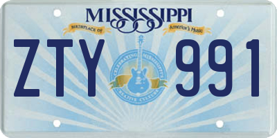 MS license plate ZTY991