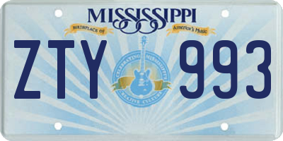 MS license plate ZTY993