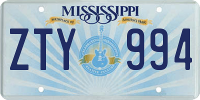 MS license plate ZTY994