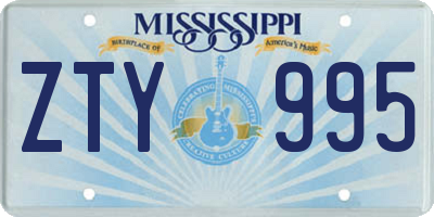 MS license plate ZTY995