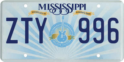 MS license plate ZTY996