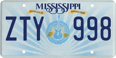 MS license plate ZTY998