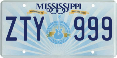 MS license plate ZTY999