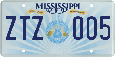 MS license plate ZTZ005