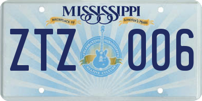 MS license plate ZTZ006
