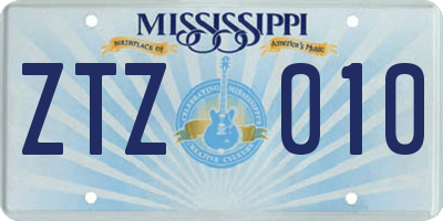 MS license plate ZTZ010