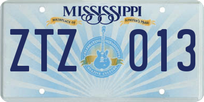 MS license plate ZTZ013