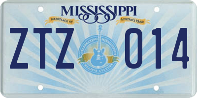 MS license plate ZTZ014