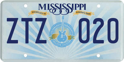 MS license plate ZTZ020