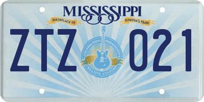 MS license plate ZTZ021