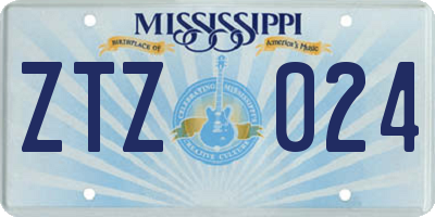 MS license plate ZTZ024