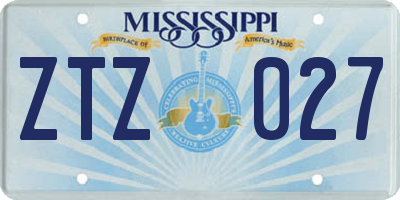 MS license plate ZTZ027