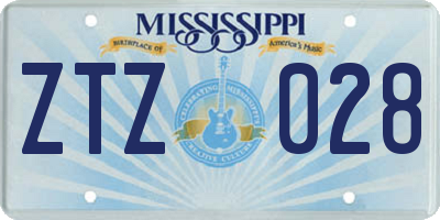 MS license plate ZTZ028