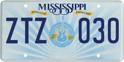 MS license plate ZTZ030