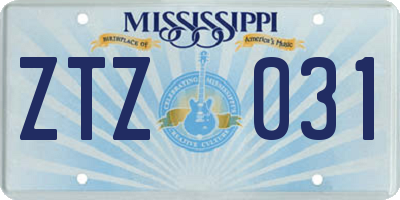 MS license plate ZTZ031
