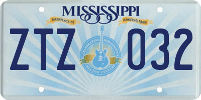 MS license plate ZTZ032