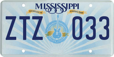 MS license plate ZTZ033