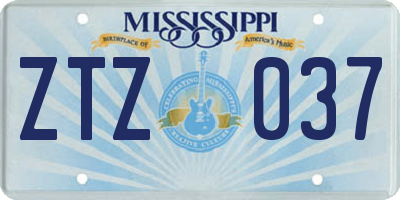 MS license plate ZTZ037