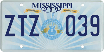 MS license plate ZTZ039