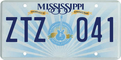 MS license plate ZTZ041
