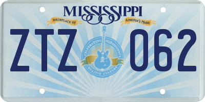 MS license plate ZTZ062