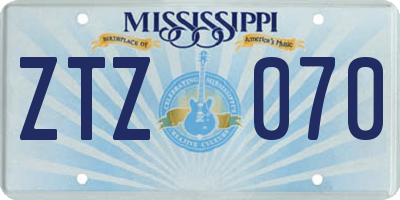 MS license plate ZTZ070