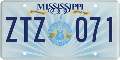 MS license plate ZTZ071