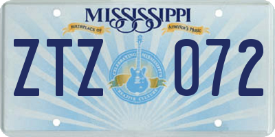 MS license plate ZTZ072