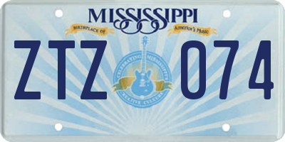 MS license plate ZTZ074