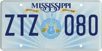 MS license plate ZTZ080