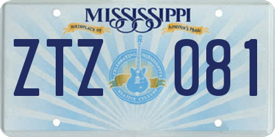 MS license plate ZTZ081