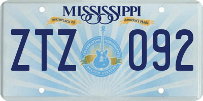 MS license plate ZTZ092