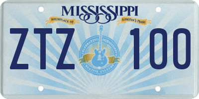MS license plate ZTZ100