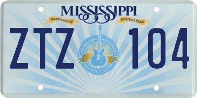 MS license plate ZTZ104