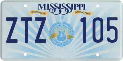 MS license plate ZTZ105
