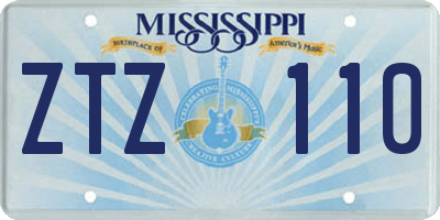 MS license plate ZTZ110