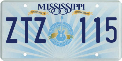 MS license plate ZTZ115